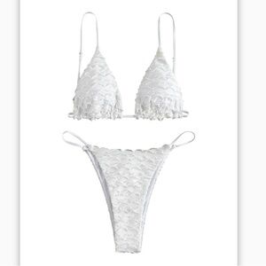 White Textured Bikini Set Medium NWOT